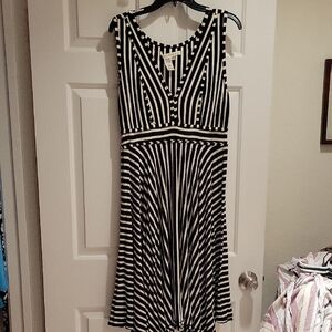 Max Studio Black and White Striped Midi Dress